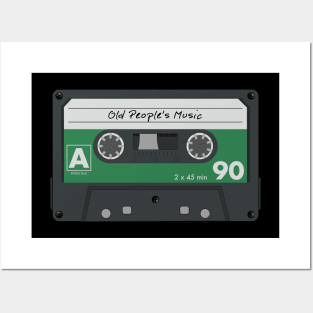 Old People's Music: Retro Audio Cassette Tape (Green) Posters and Art